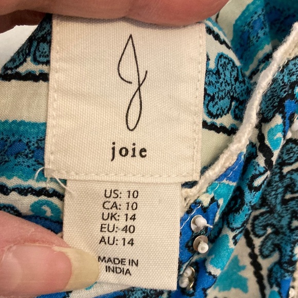 Joie Blue & White Boho Tiered Maxi Sundress with Halter Back - Picture 2 of 10